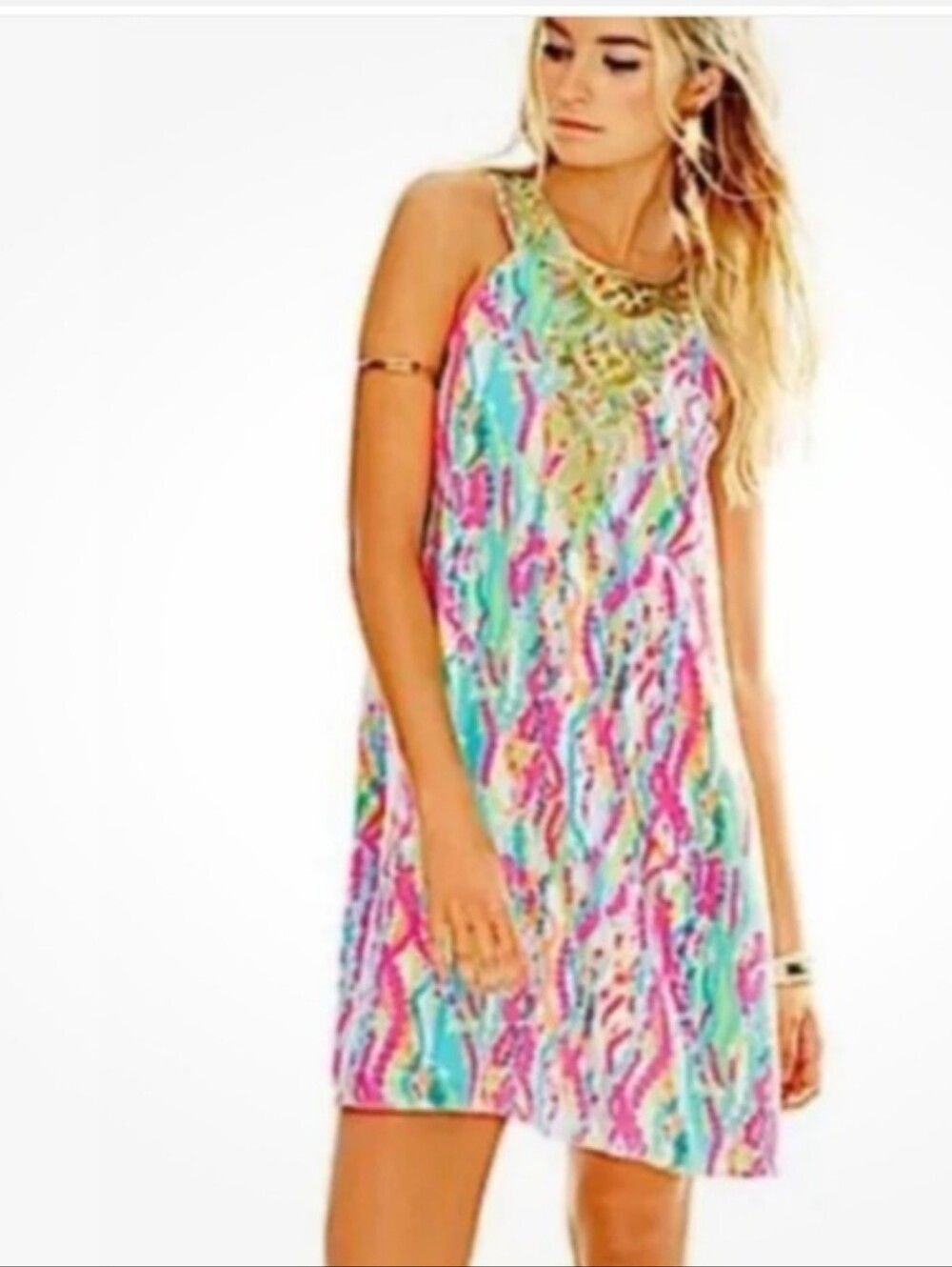 Lilly Pulitzer Cadence Silk Swing Dress Dripping in Jewels Size Medium